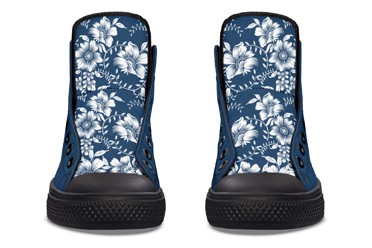 Navy Blossom High Top Sneakers