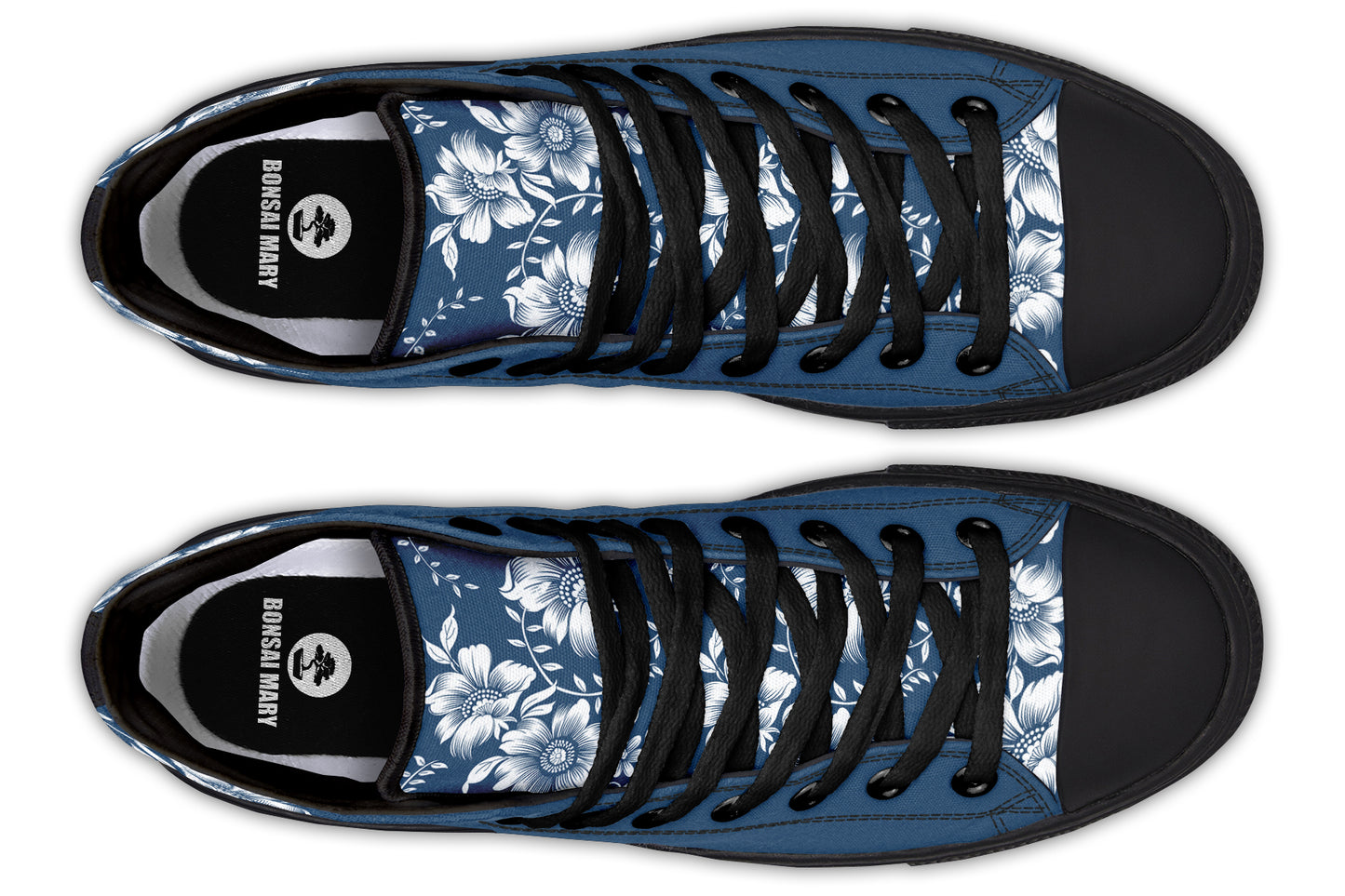 Navy Blossom High Top Sneakers