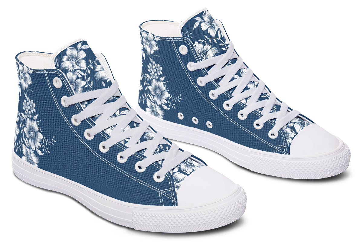 Navy Blossom High Top Sneakers