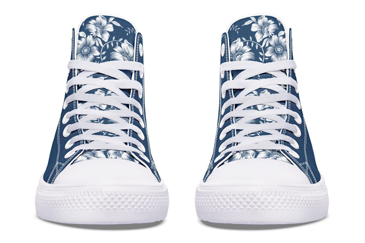 Navy Blossom High Top Sneakers