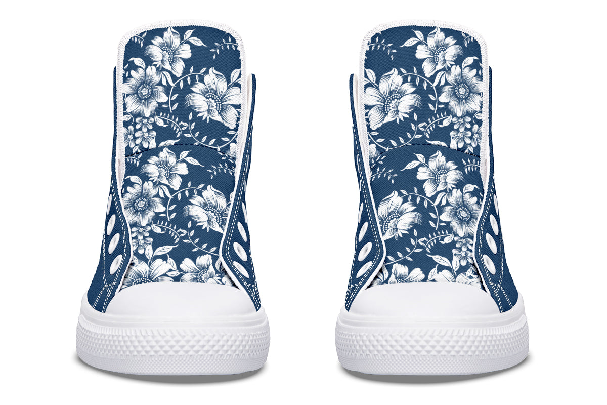 Navy Blossom High Top Sneakers