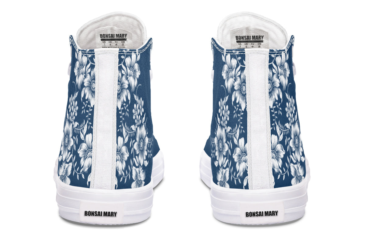 Navy Blossom High Top Sneakers