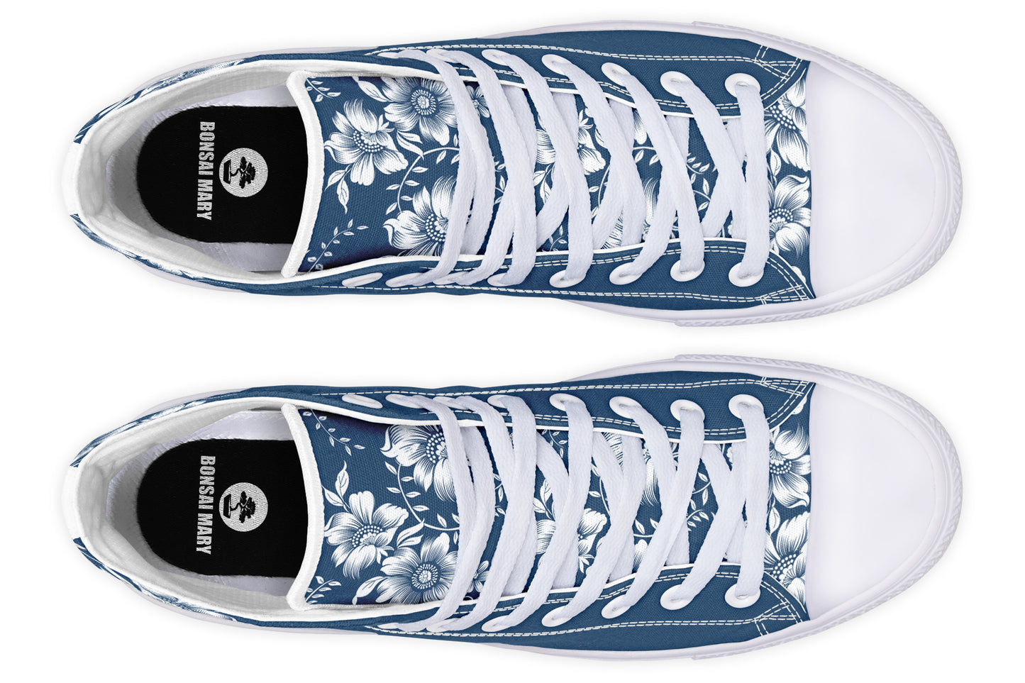Navy Blossom High Top Sneakers