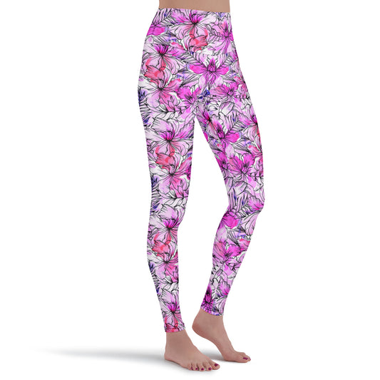Rosy Petal Leggings Pink Flower Leggings