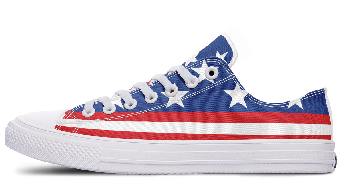 American Flag Large Low Tops ( Black or White Sole )