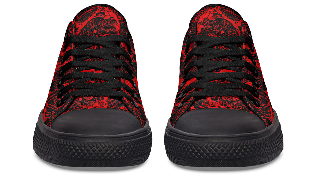 Calavera Red Low Tops ( Black or White Sole )