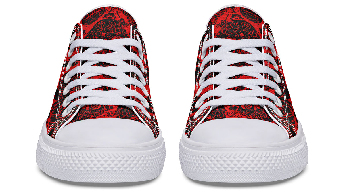Calavera Red Low Tops ( Black or White Sole )