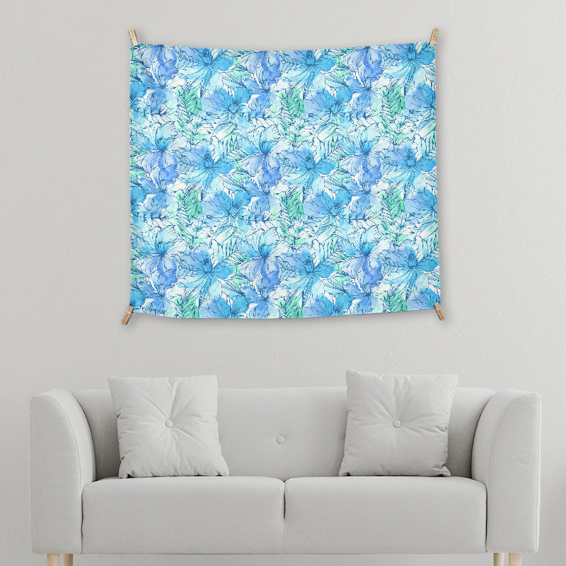 walltapestries Tranquil Blue Petals Blue Floral Wall Art