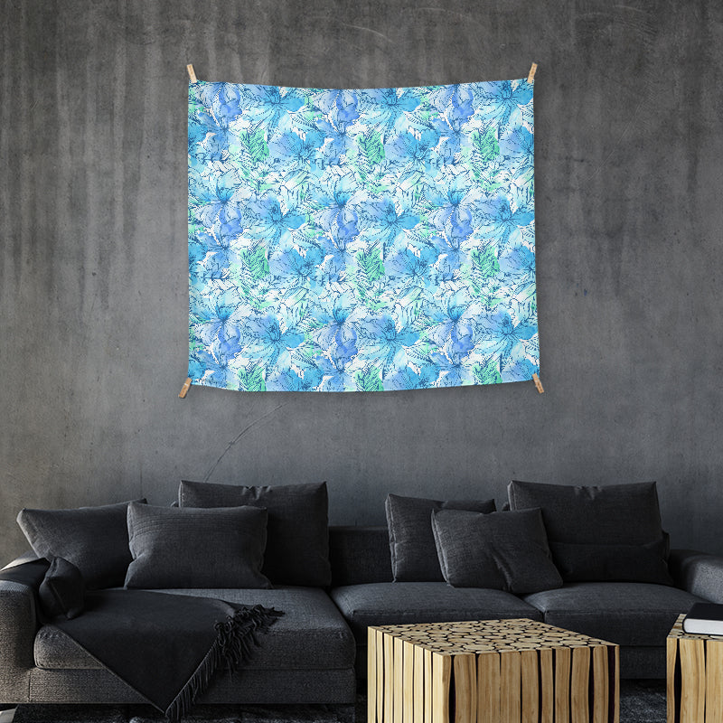 walltapestries Tranquil Blue Petals Blue Floral Wall Art