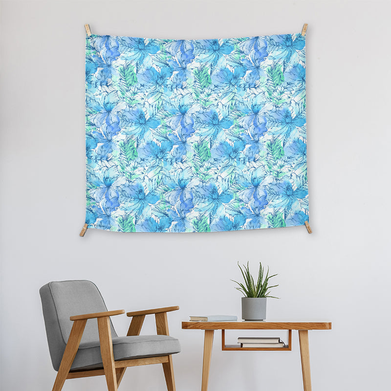 walltapestries Tranquil Blue Petals Blue Floral Wall Art
