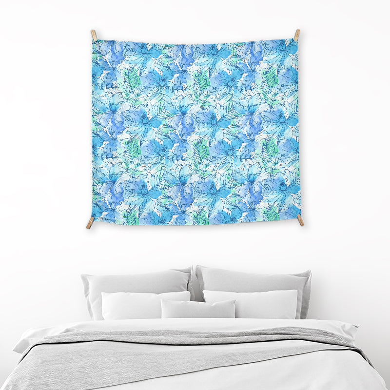 walltapestries Tranquil Blue Petals Blue Floral Wall Art