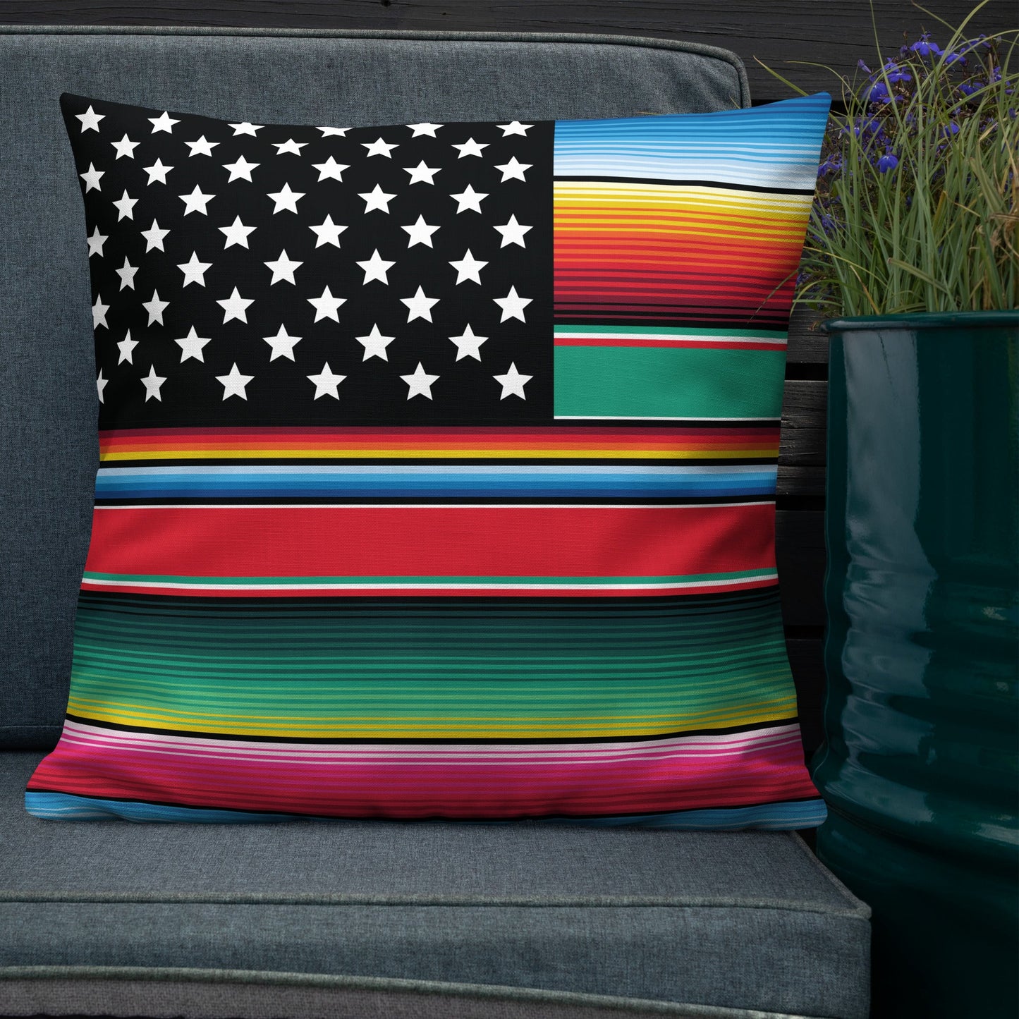 Premium Cross Cultura Serape Decorative Flag Pillow