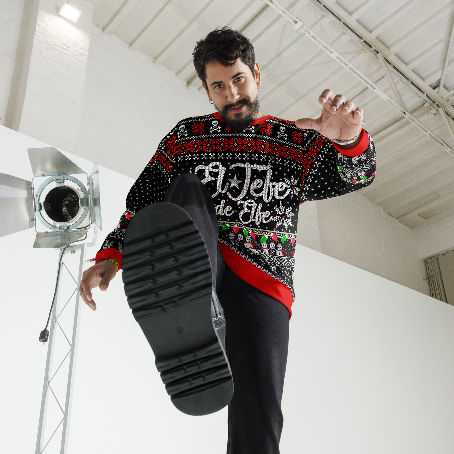 Premium Fleece El Jefe De Elfe Christmas Sweatshirt