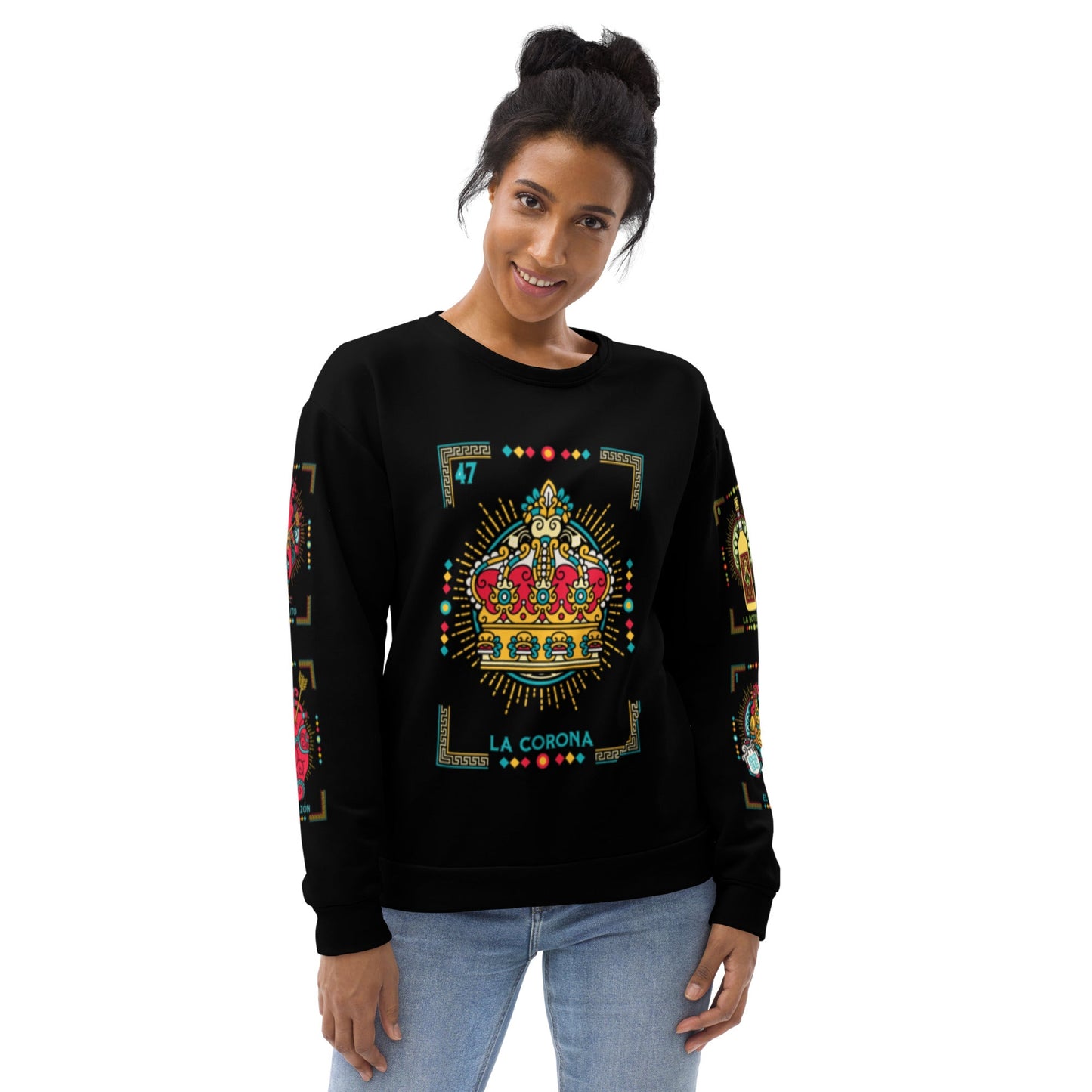 Premium Fleece-Lined Loteria Black Sweatshirt/ Pijama Top