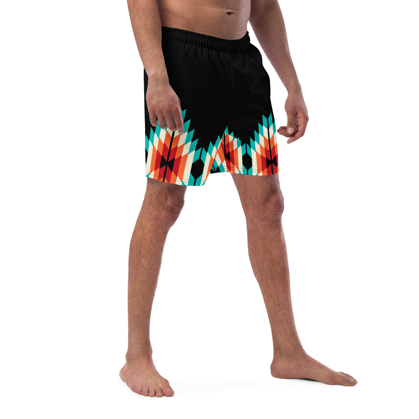 Teal and Orange Summer Azteca Print Men Swim-trunks
