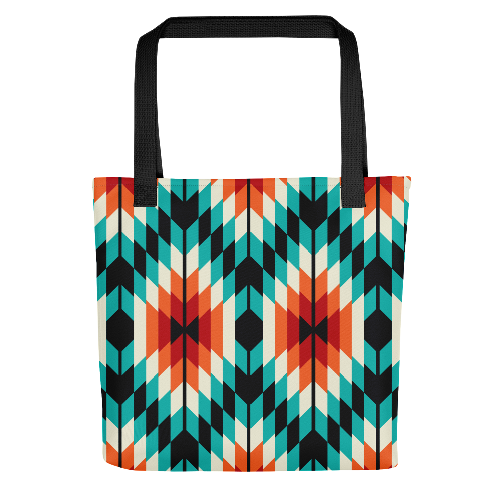 Teal and Orange Summer Azteca Print Tote Bag