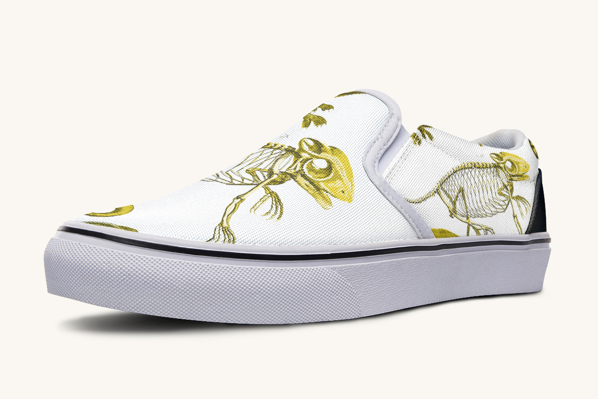 Reptilian In Bloom Yellow White Slip On Shoes - Jaded Lament
