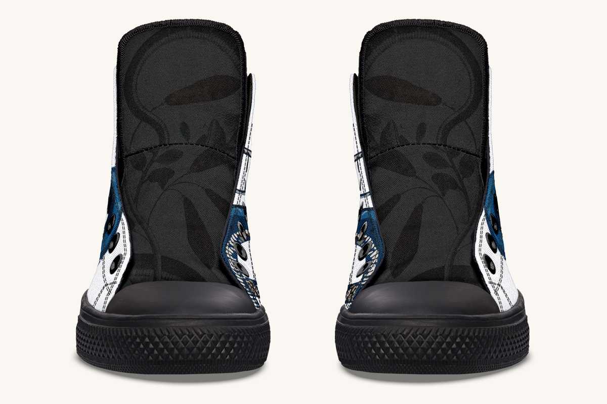 Blue Snake White Hightops - Jaded Lament