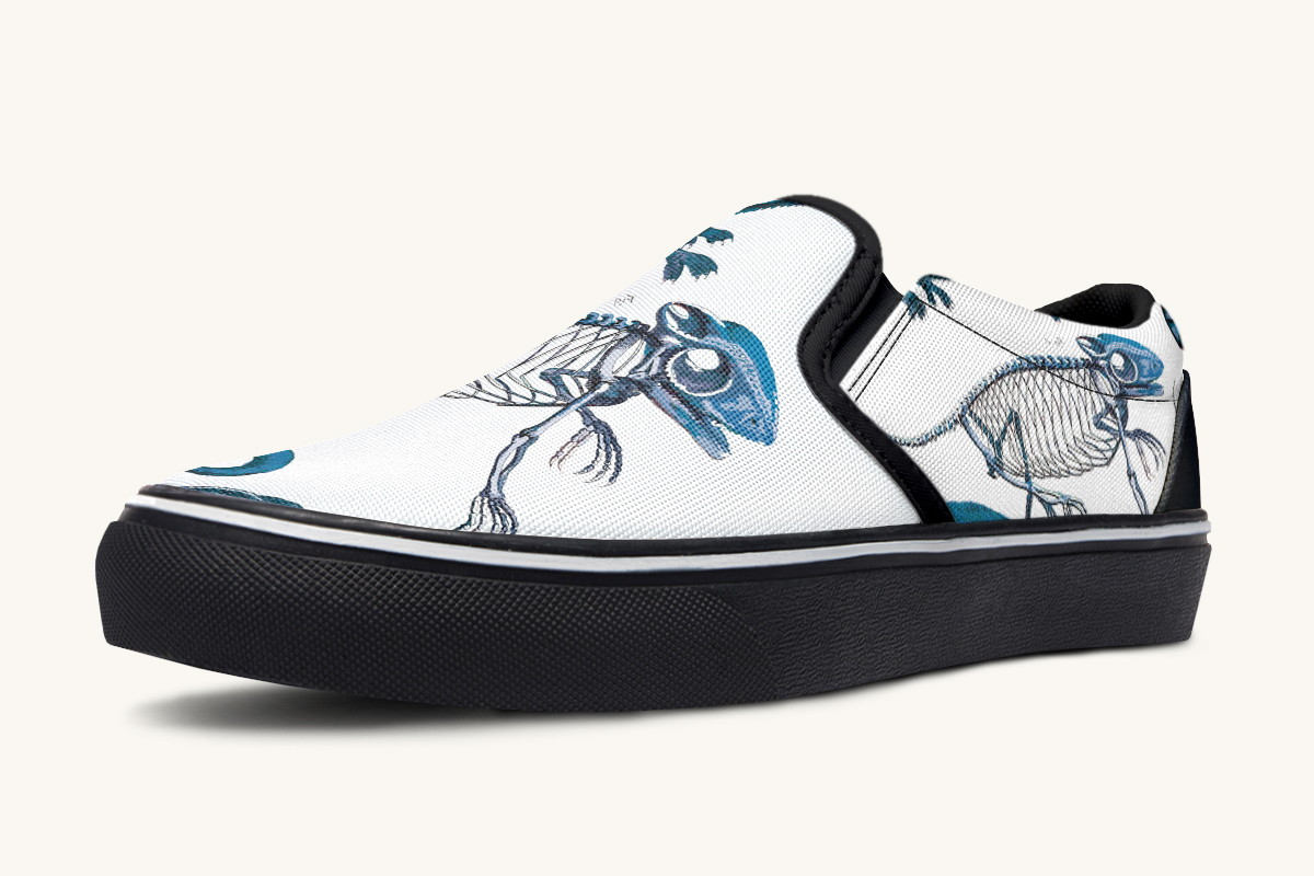 Reptilian In Bloom Blue White Slip On Shoes - Jaded Lament