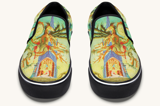 Before The Dragon Broke The Sky Slip On Shoes - Jaded Lament