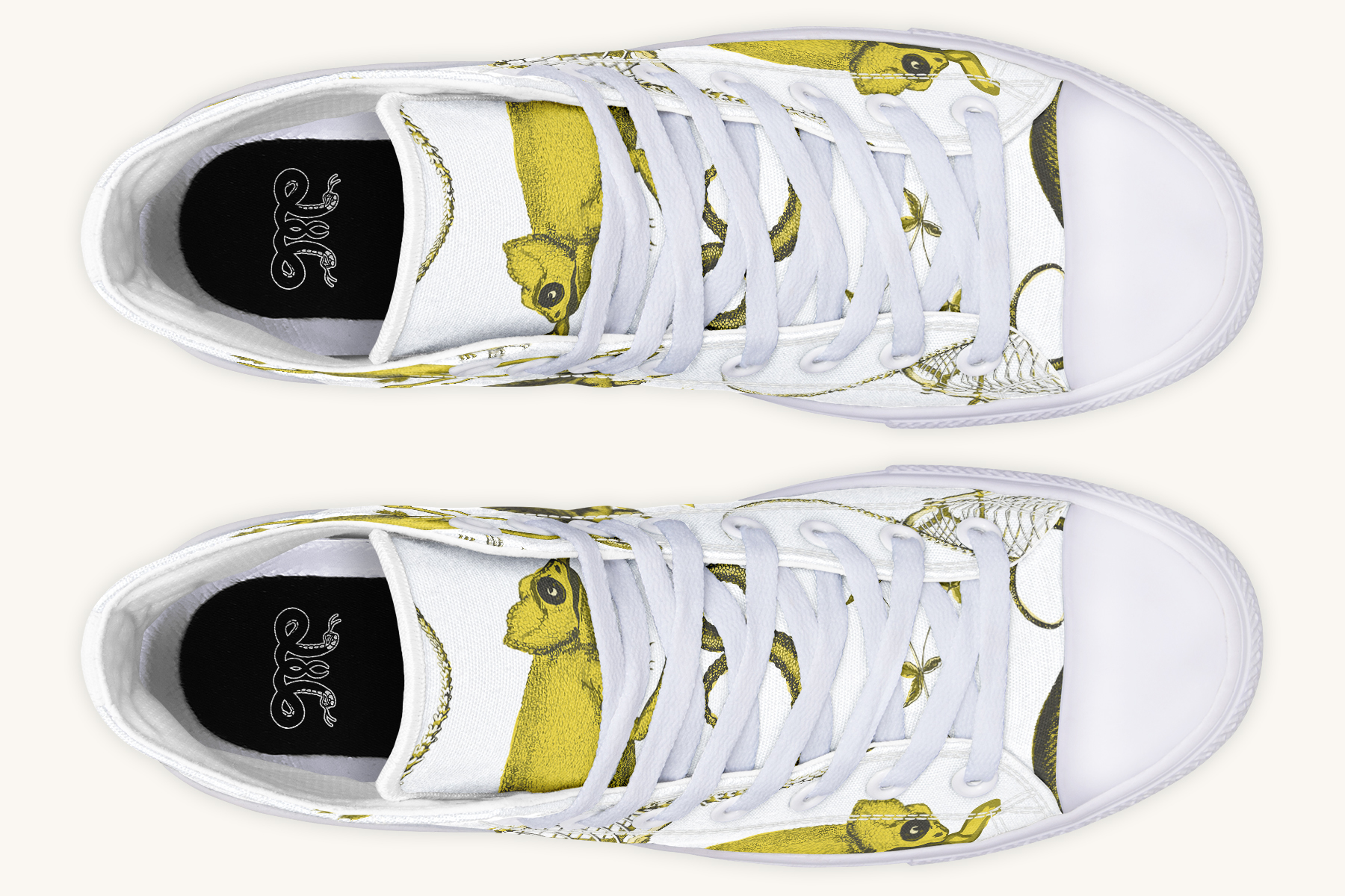 Reptilian in Bloom White Yellow Hightops - Jaded Lament