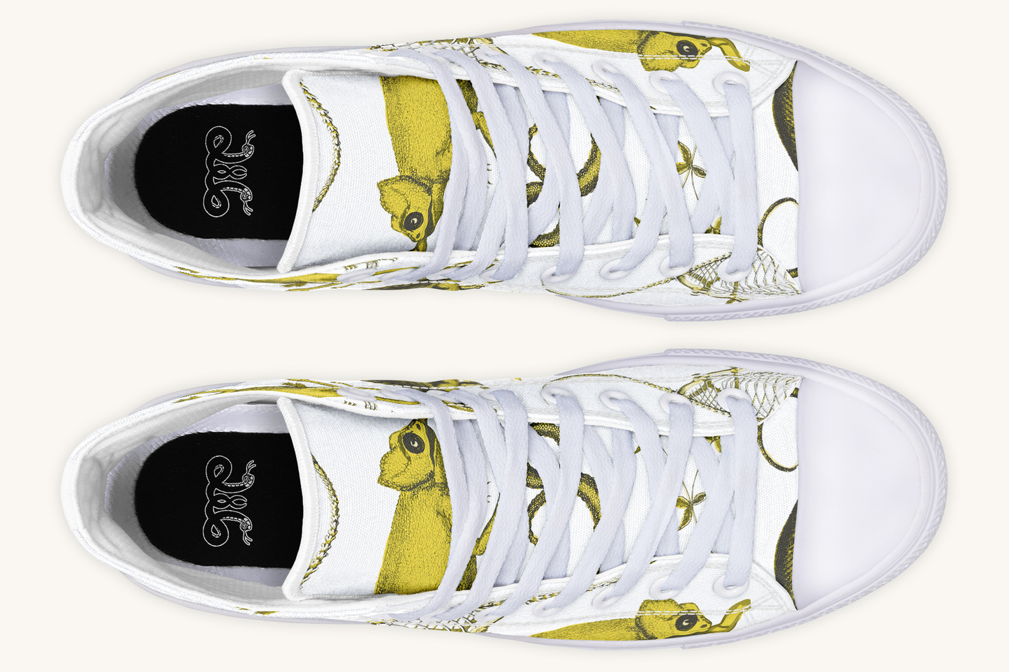 Reptilian in Bloom White Yellow Hightops - Jaded Lament