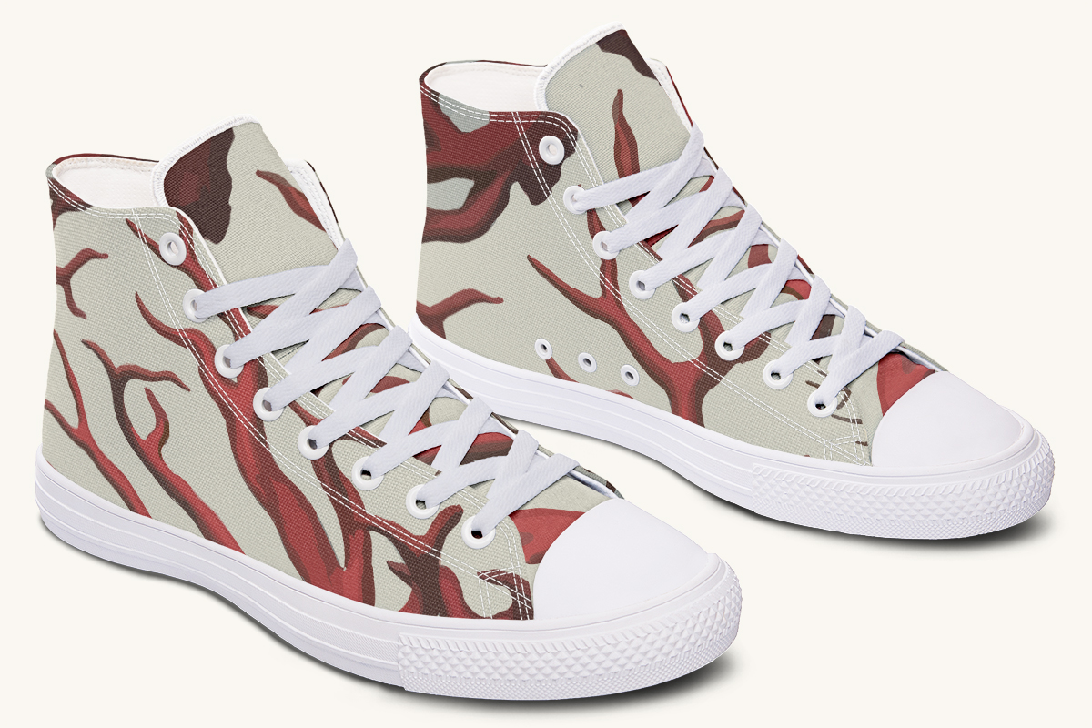 A Bloodroot Coral Sea Hightops - Jaded Lament