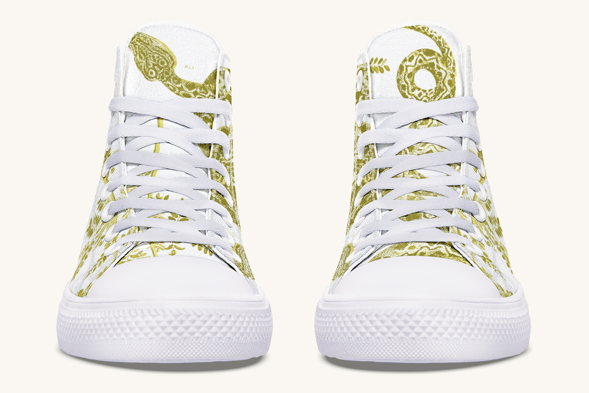 Serpentin Bloom White Yellow Green Hightops - Jaded Lament