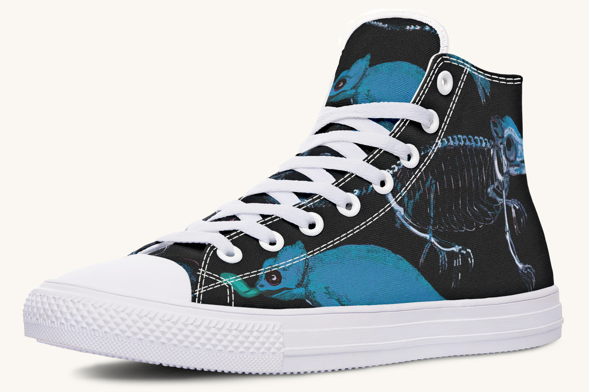 Reptilianin Bloom Black Blue Hightops - Jaded Lament