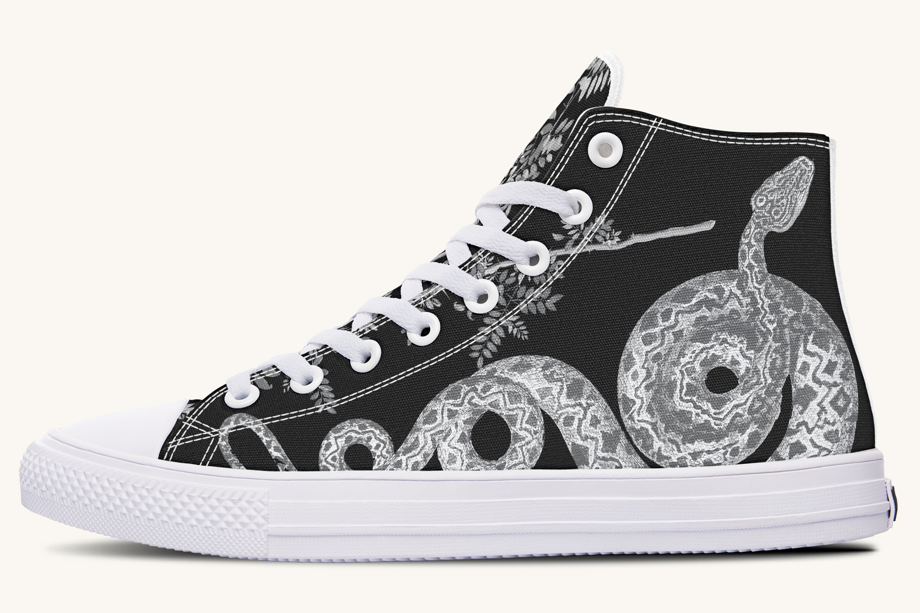 Serpentin Bloom Black And White Hightops - Jaded Lament