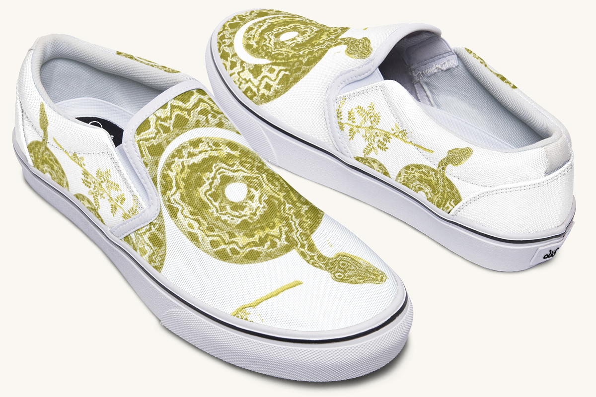 Serpentin Bloom Gold White Slip On Shoes - Jaded Lament