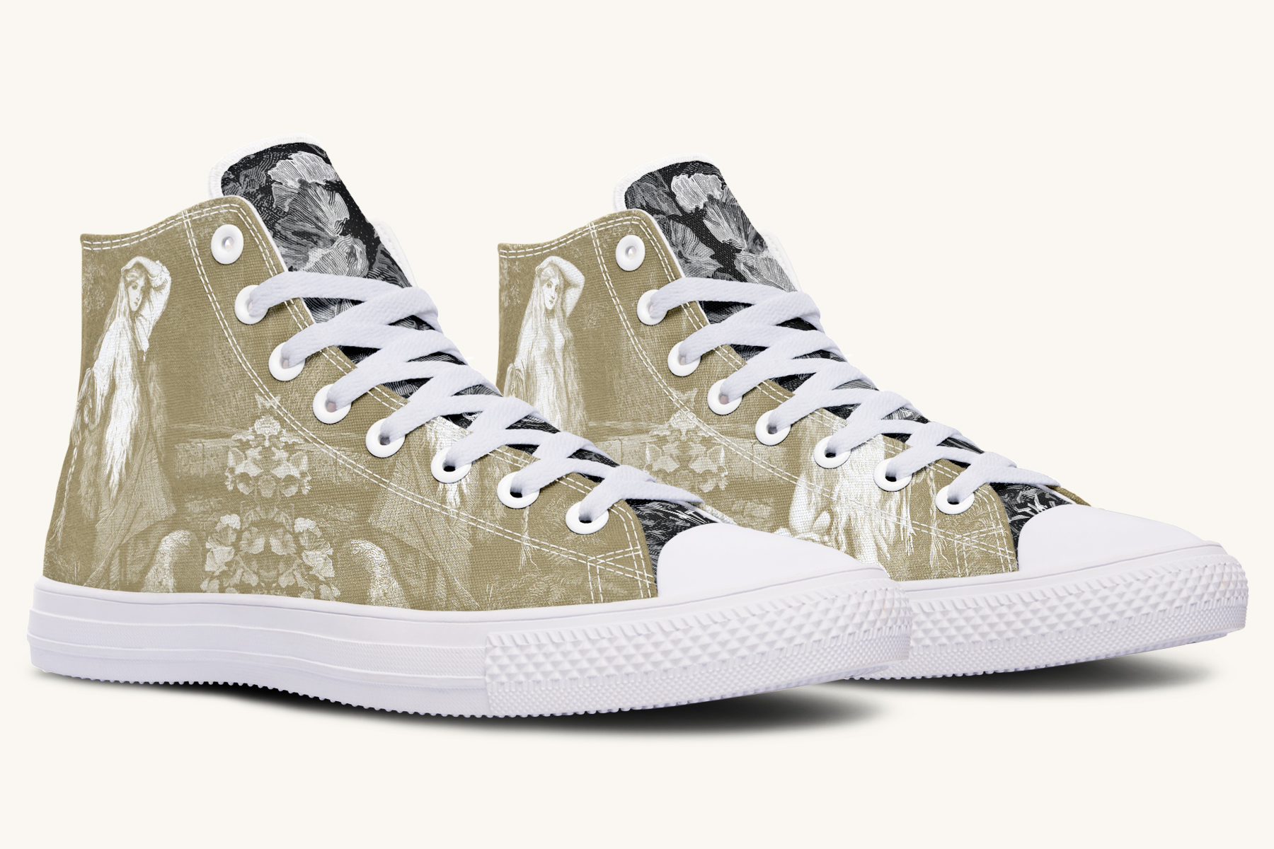 She Watched the Bones Sink Khaki Hightops - Jaded Lament