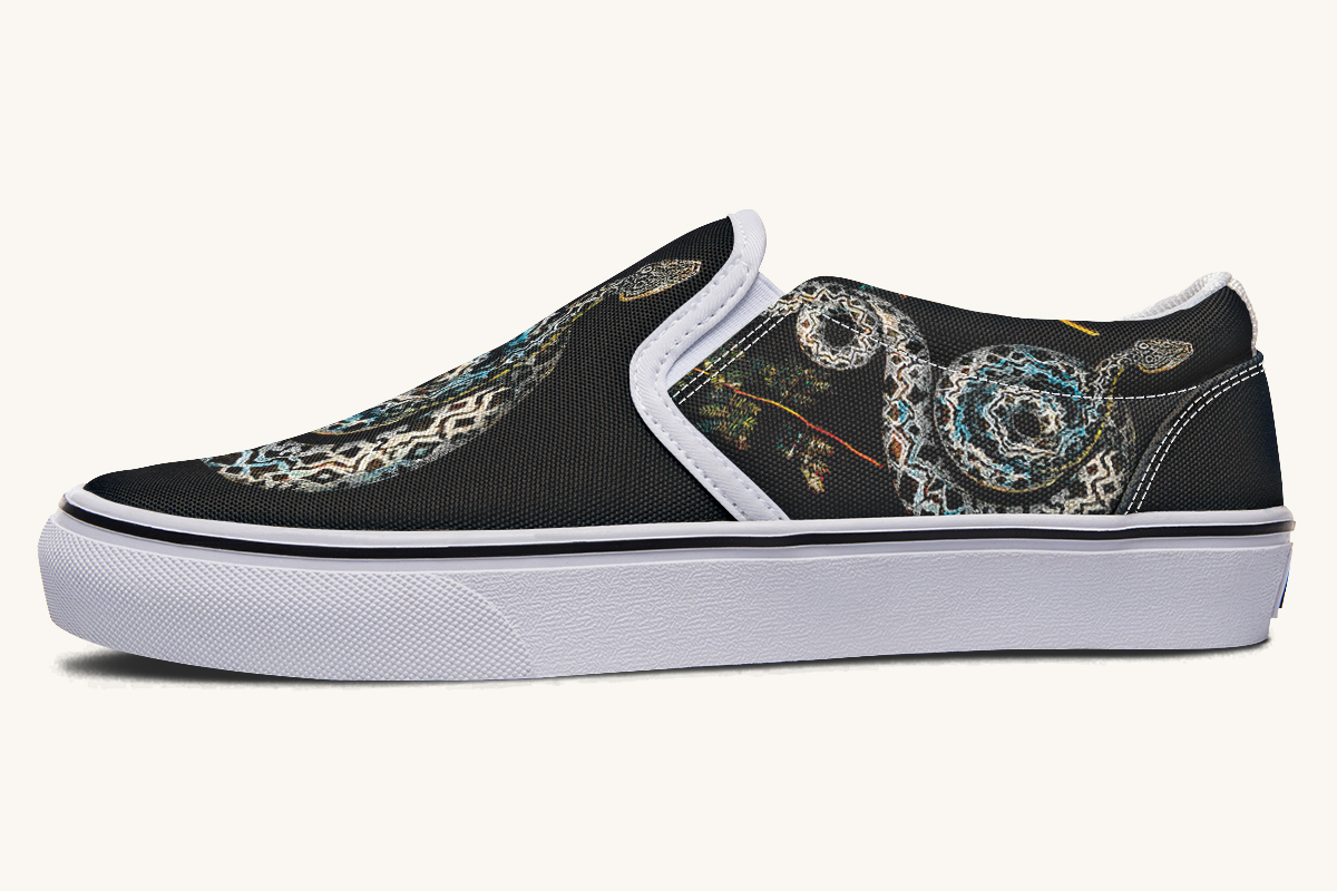 Serpentin Bloom Black Slip On Shoes - Jaded Lament