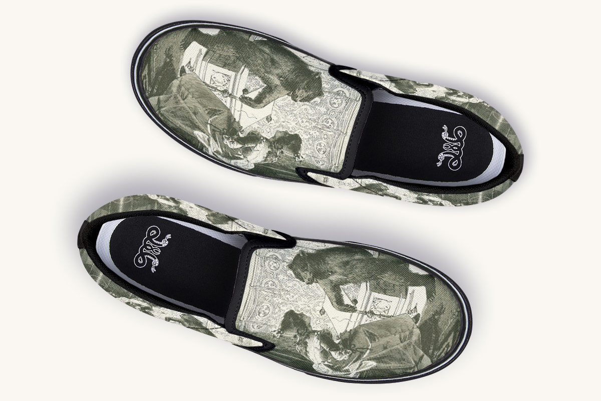 The Bear Shall Be Thy Choice Cream Slip On Shoes - Jaded Lament