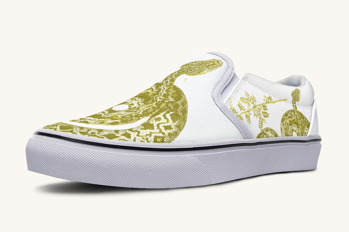 Serpentin Bloom Gold White Slip On Shoes - Jaded Lament