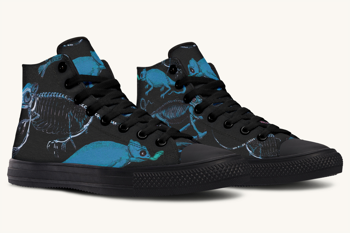 Reptilianin Bloom Black Blue Hightops - Jaded Lament