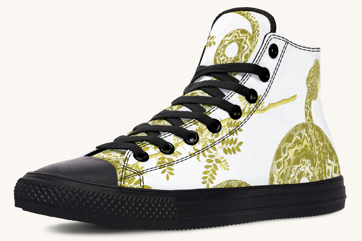 Serpentin Bloom White Yellow Green Hightops - Jaded Lament