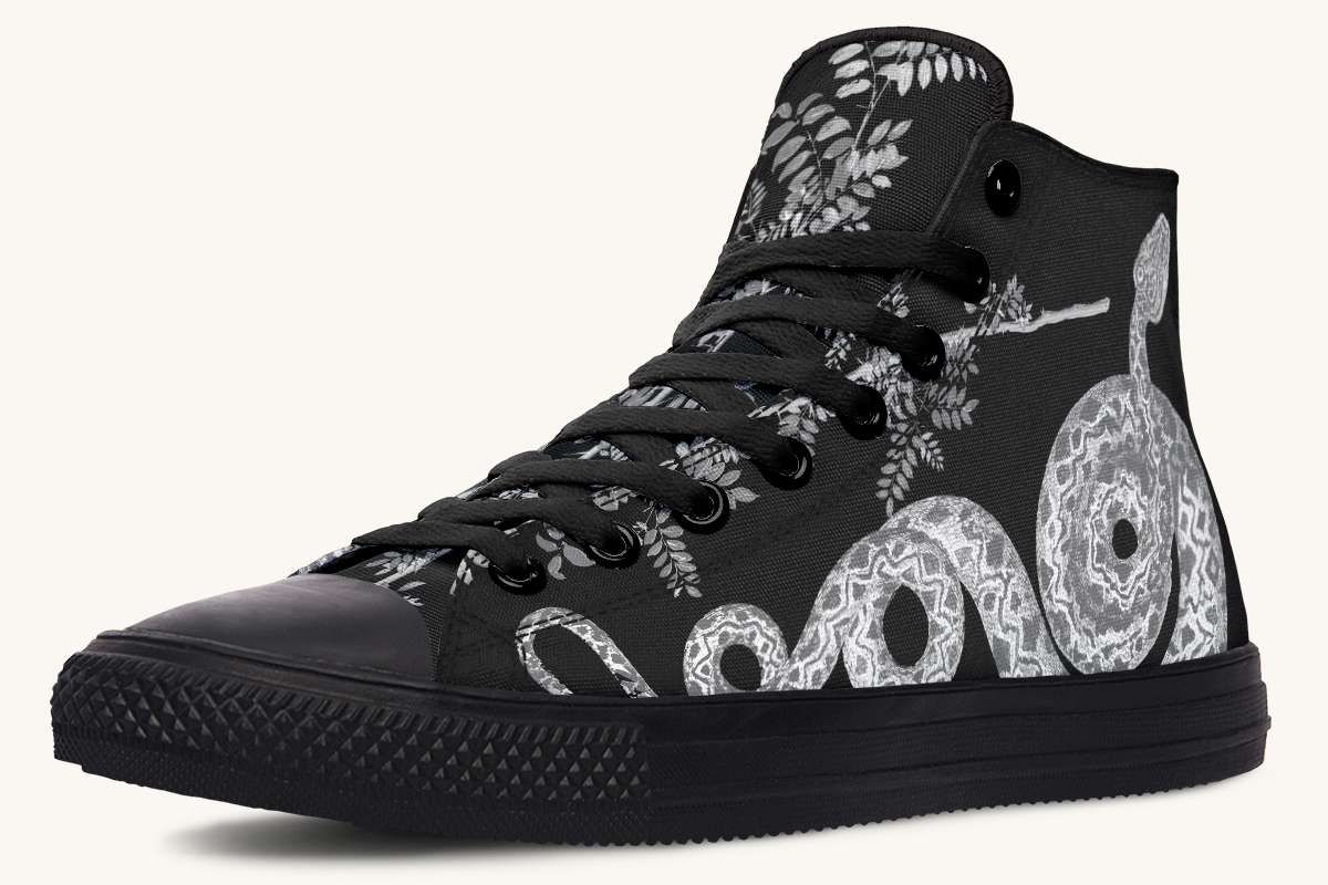 Serpentin Bloom Black And White Hightops - Jaded Lament