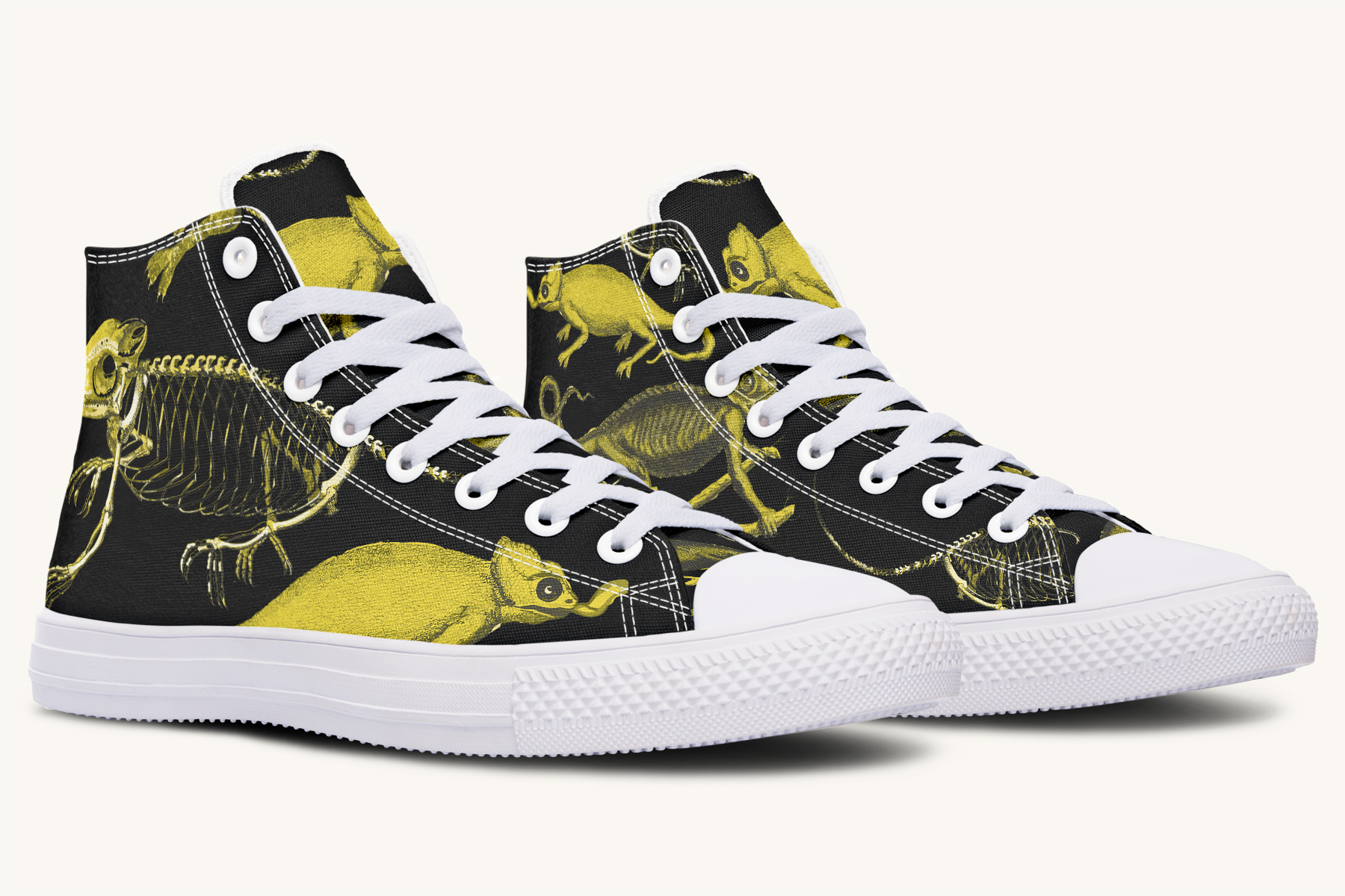 Reptilian in Bloom Black Yellow Hightops - Jaded Lament