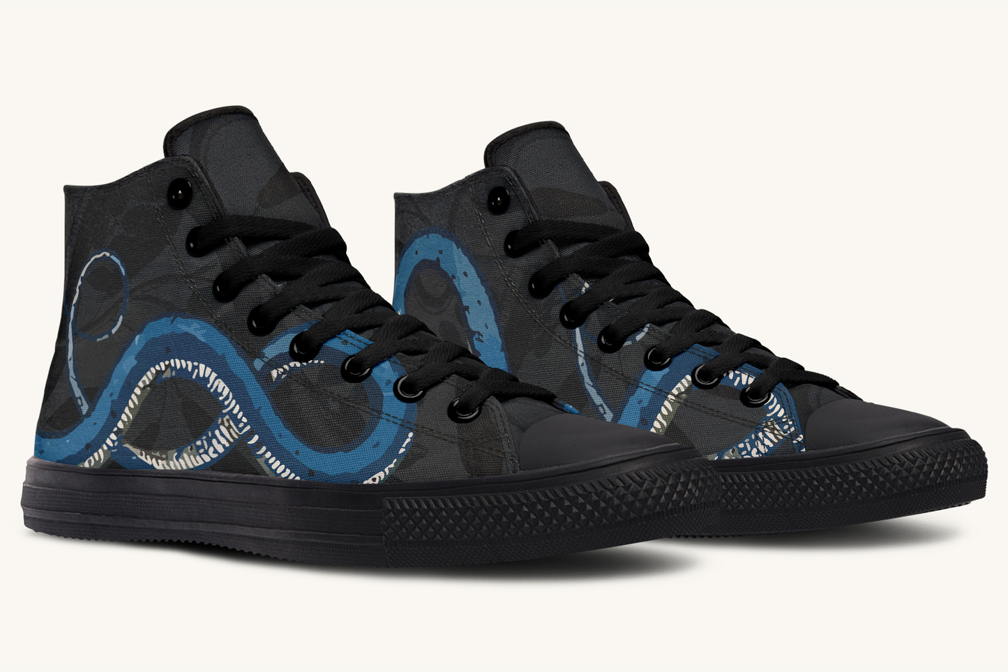 Blue Snake Black Hightops - Jaded Lament