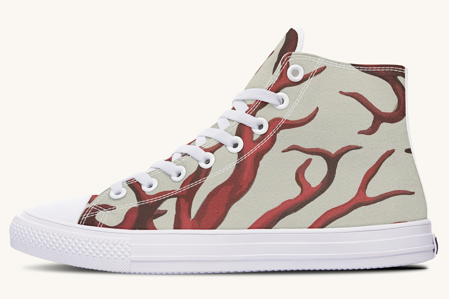 A Bloodroot Coral Sea Hightops - Jaded Lament