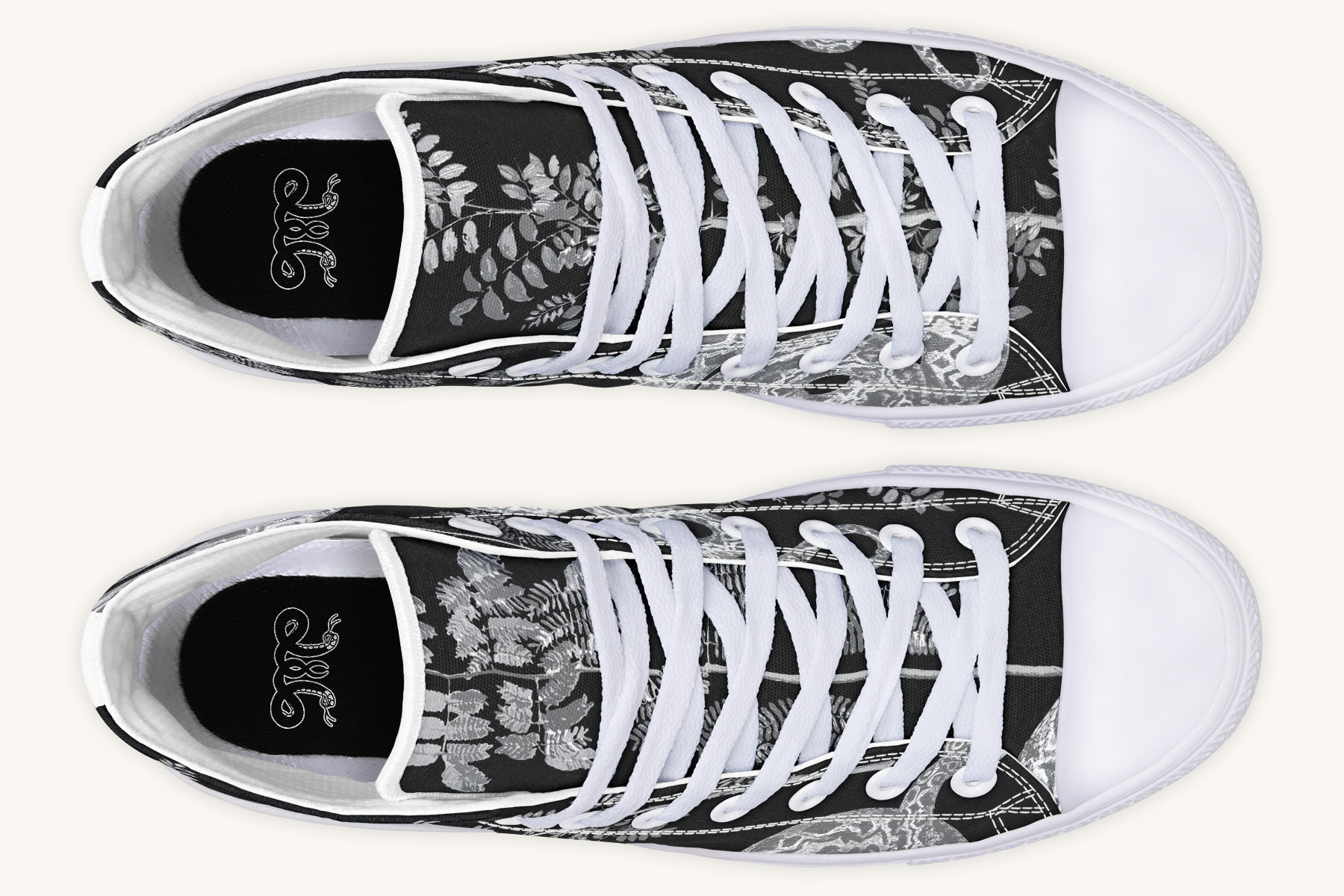 Serpentin Bloom Black And White Hightops - Jaded Lament