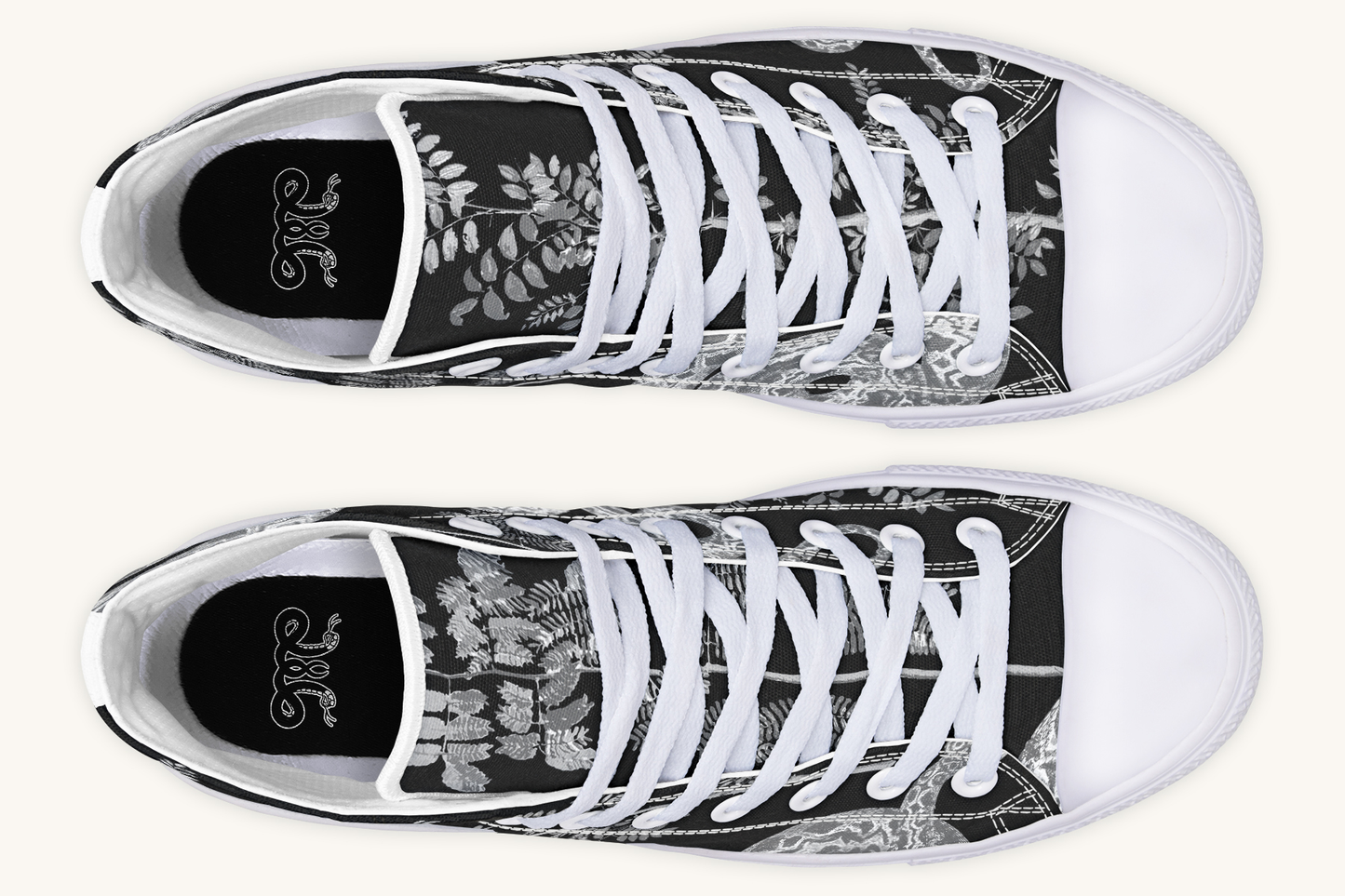 Serpentin Bloom Black And White Hightops - Jaded Lament