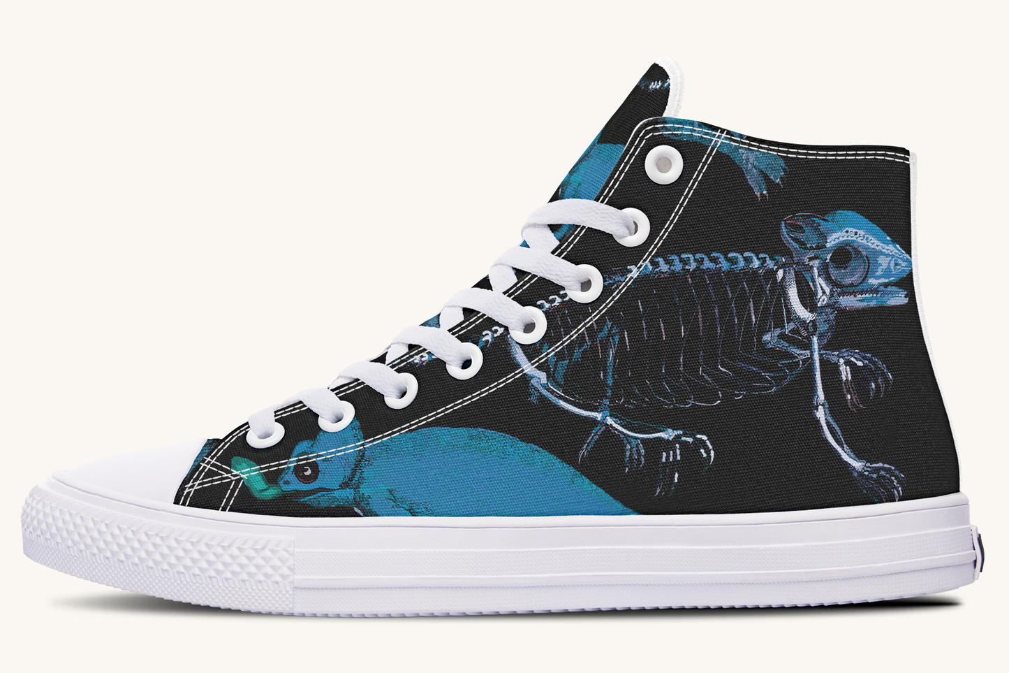 Reptilianin Bloom Black Blue Hightops - Jaded Lament