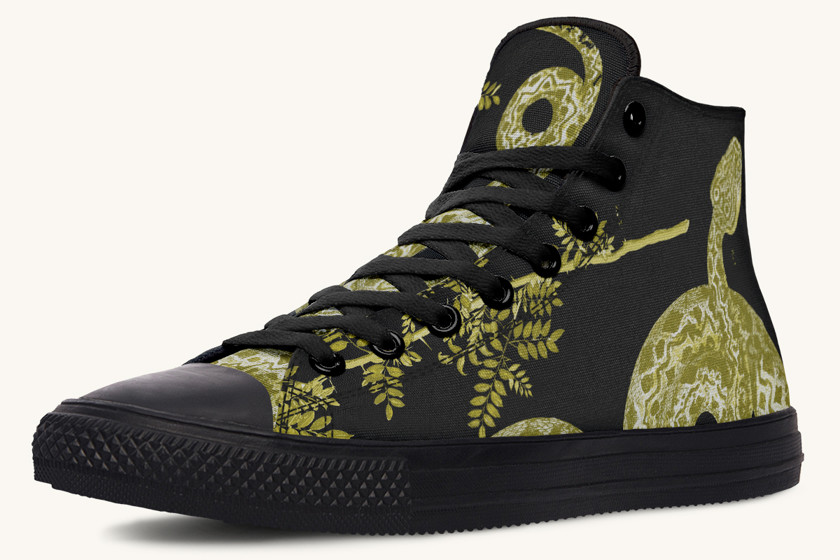 Serpentin Bloom Black Yellow Green Hightops - Jaded Lament