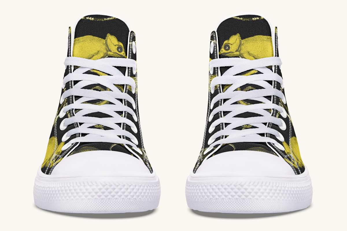 Reptilian in Bloom Black Yellow Hightops - Jaded Lament