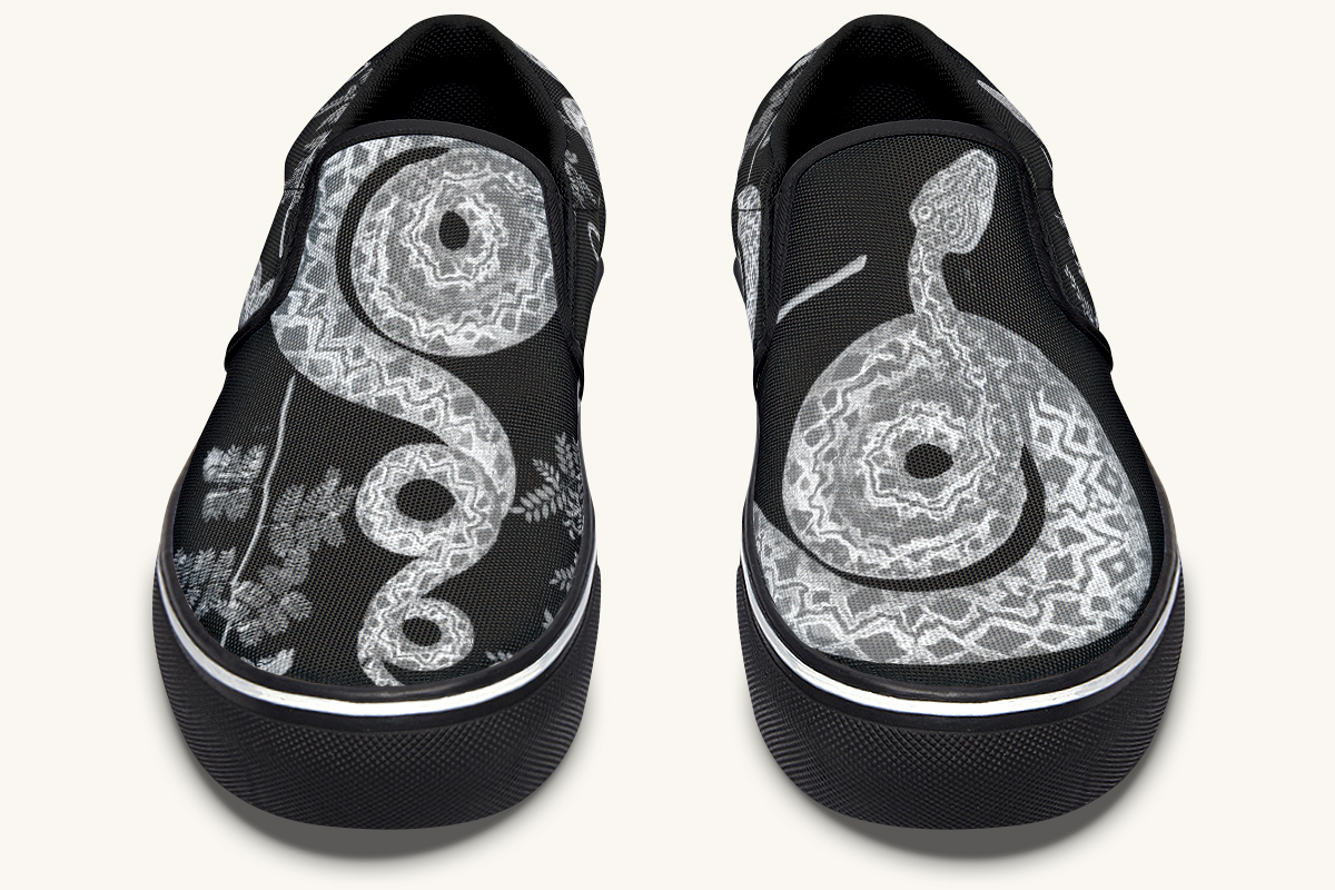 Serpentin Bloom Grey Slip On Shoes - Jaded Lament
