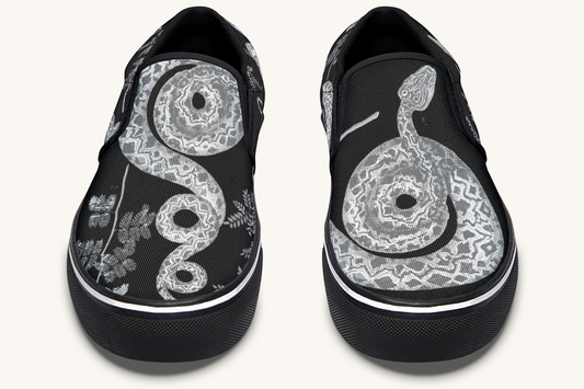 Serpentin Bloom Grey Slip On Shoes - Jaded Lament