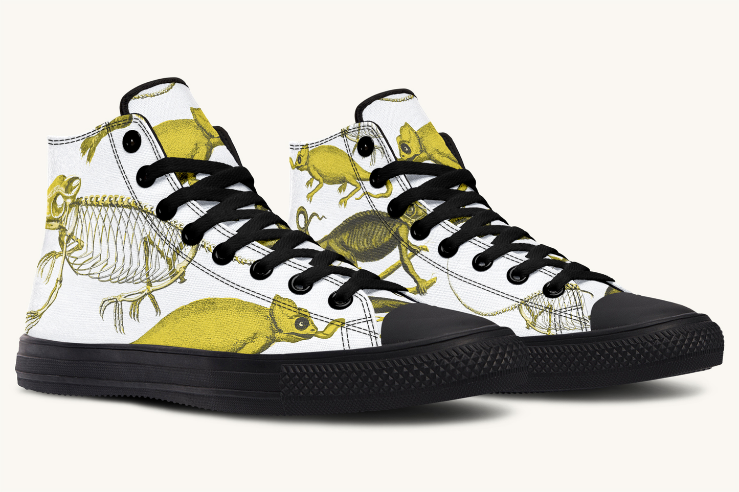 Reptilian in Bloom White Yellow Hightops - Jaded Lament