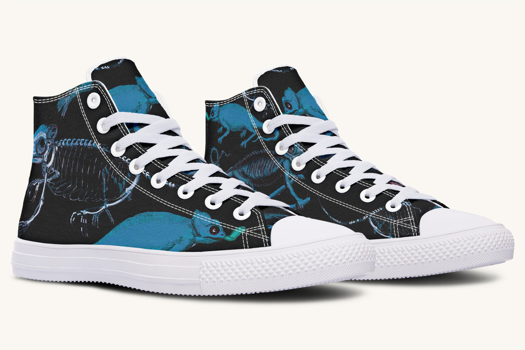 Reptilianin Bloom Black Blue Hightops - Jaded Lament